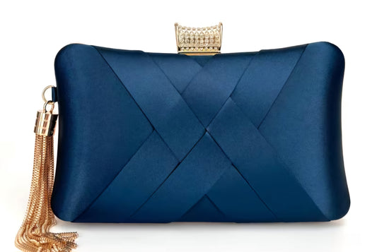 Navy Satin Clutch