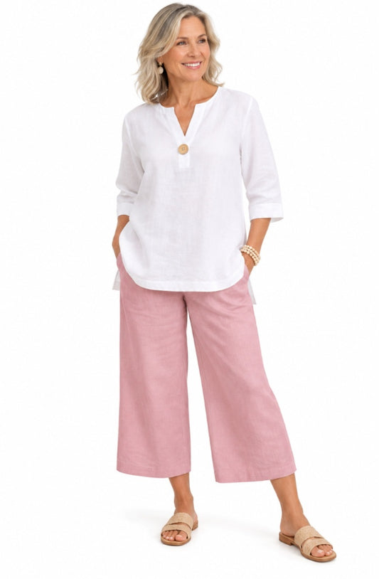 Linen Cotton Pants Dusty Pink