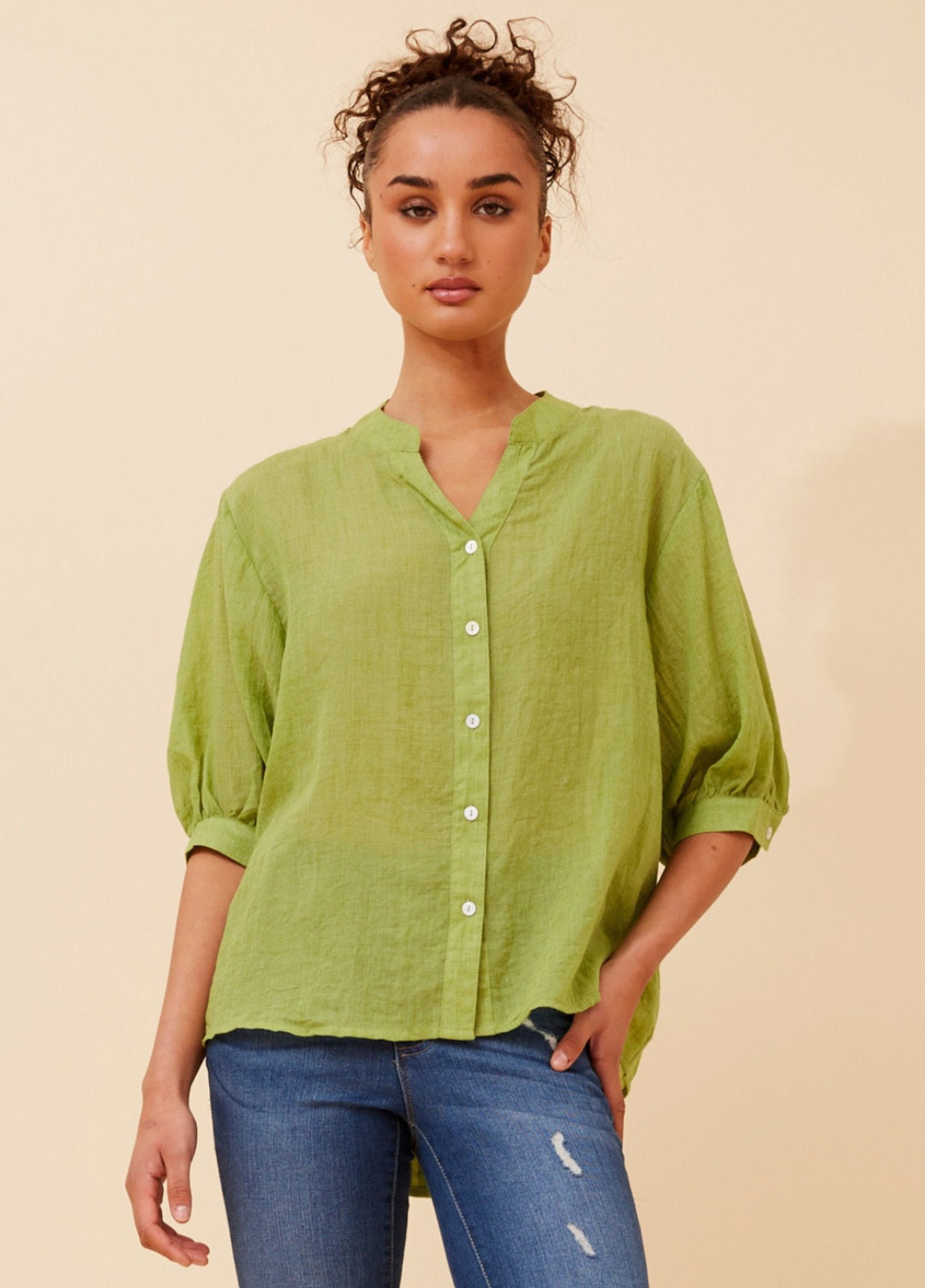 Green Button Through Shirt