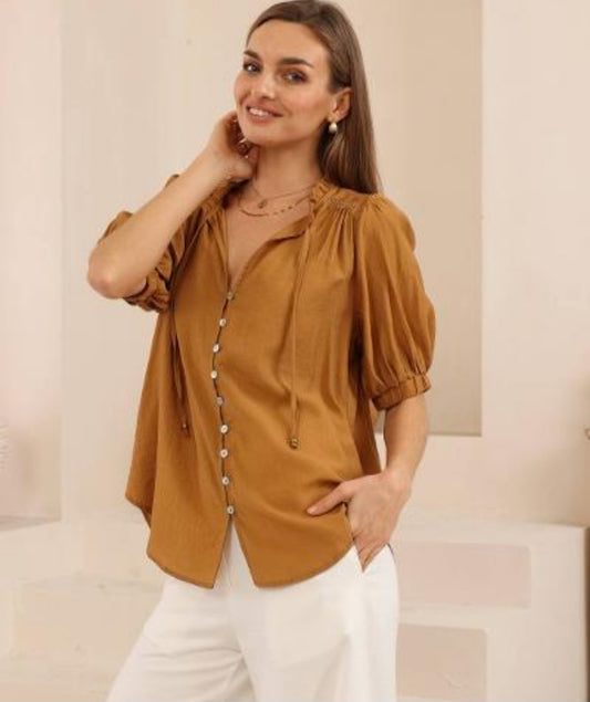 Cinnamon Short Sleeve Blouse
