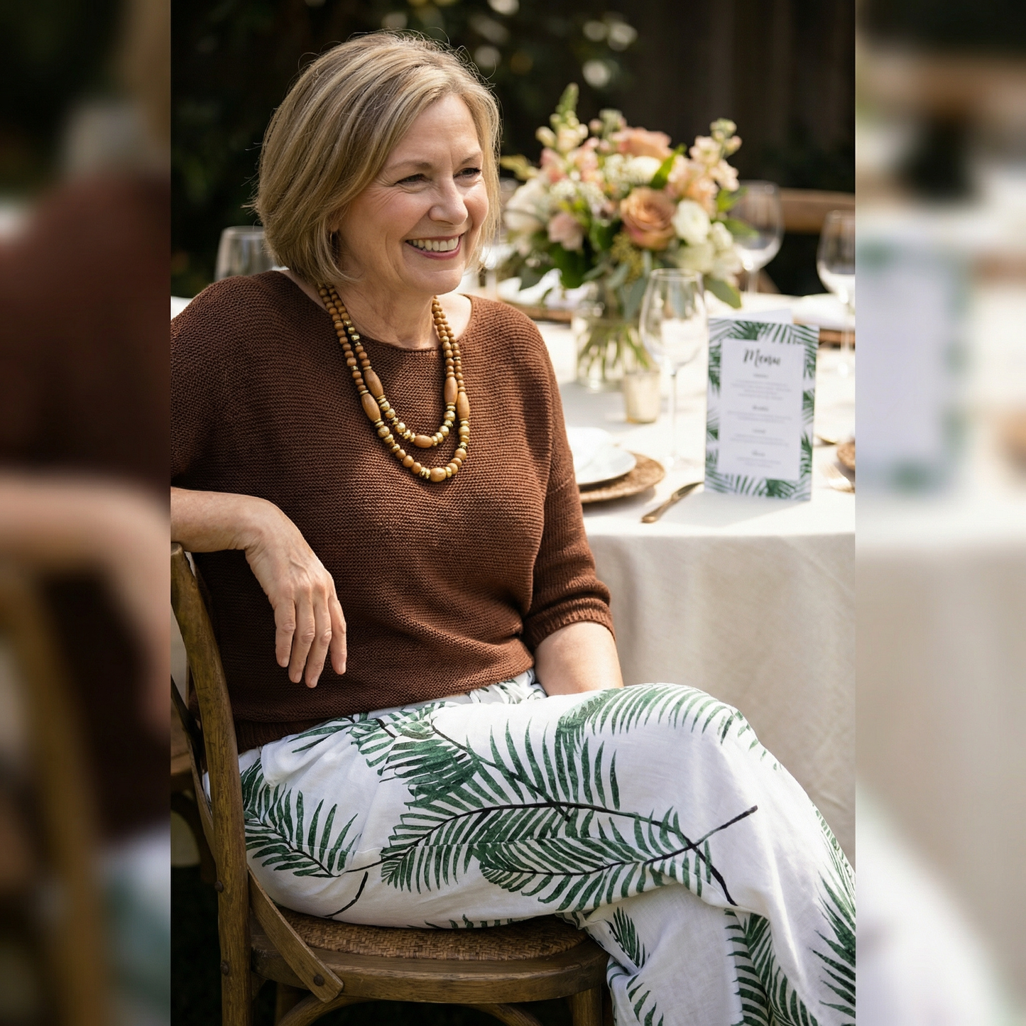 Ruby Rain Leaf Linen Blend Pants