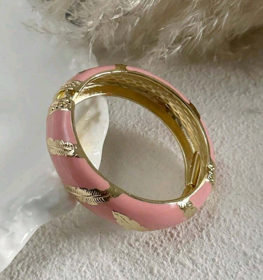 Pink Bangle with Gold Leaf Detail