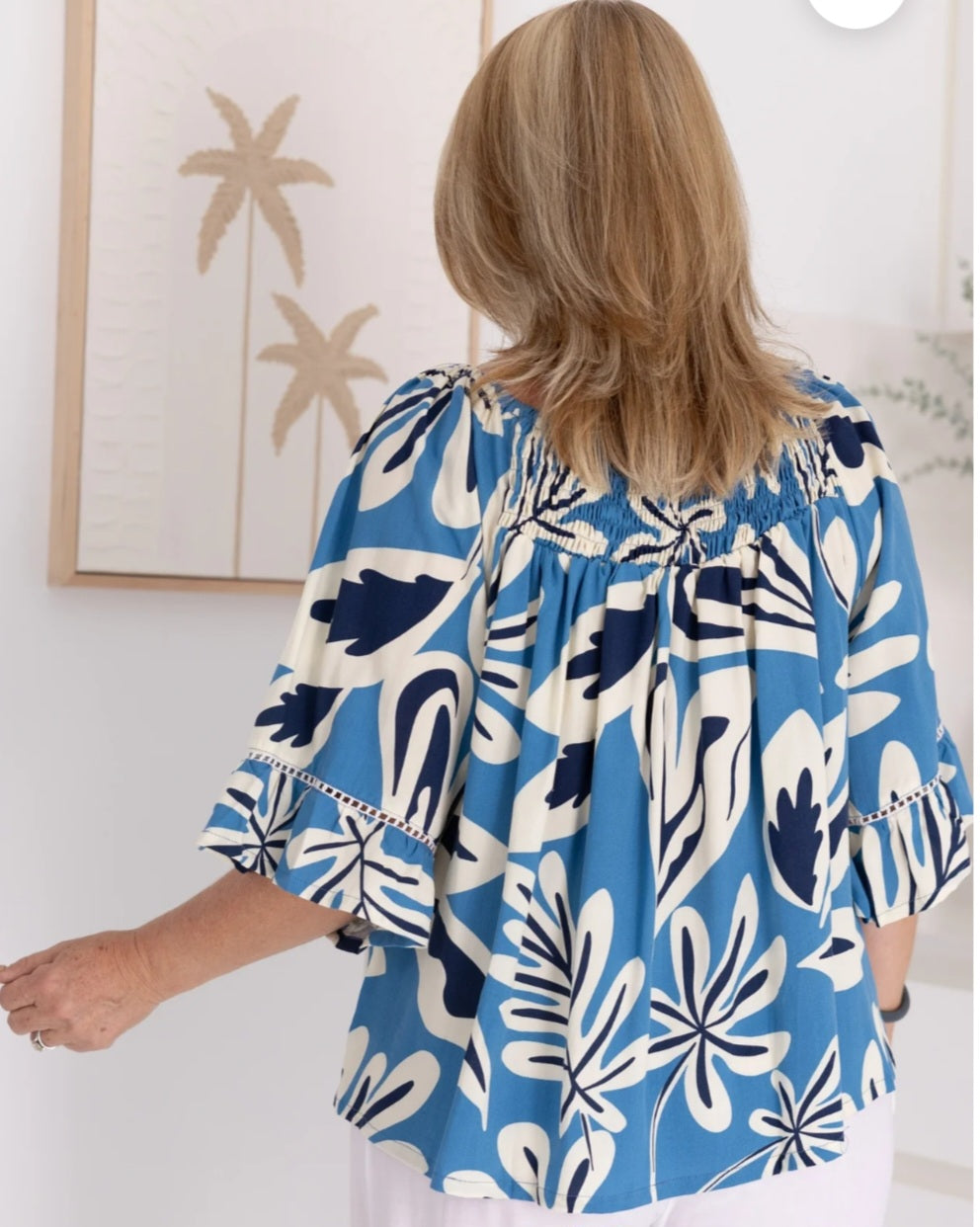Tropic Blue Bell Sleeved Top