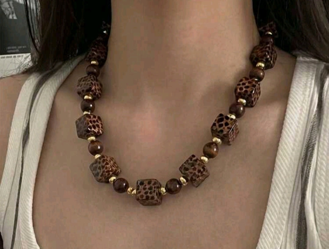 Animal Print Bead Necklace