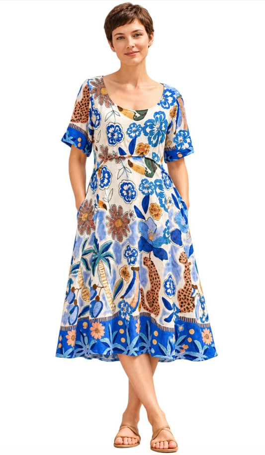 Blue Print Midi Dress