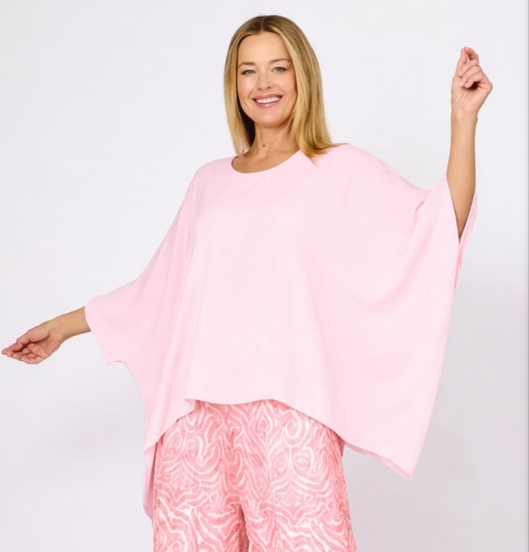 Blush Silk Blend Kaftan Top
