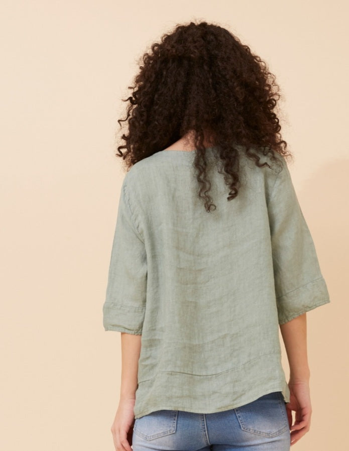 Sage Linen Top