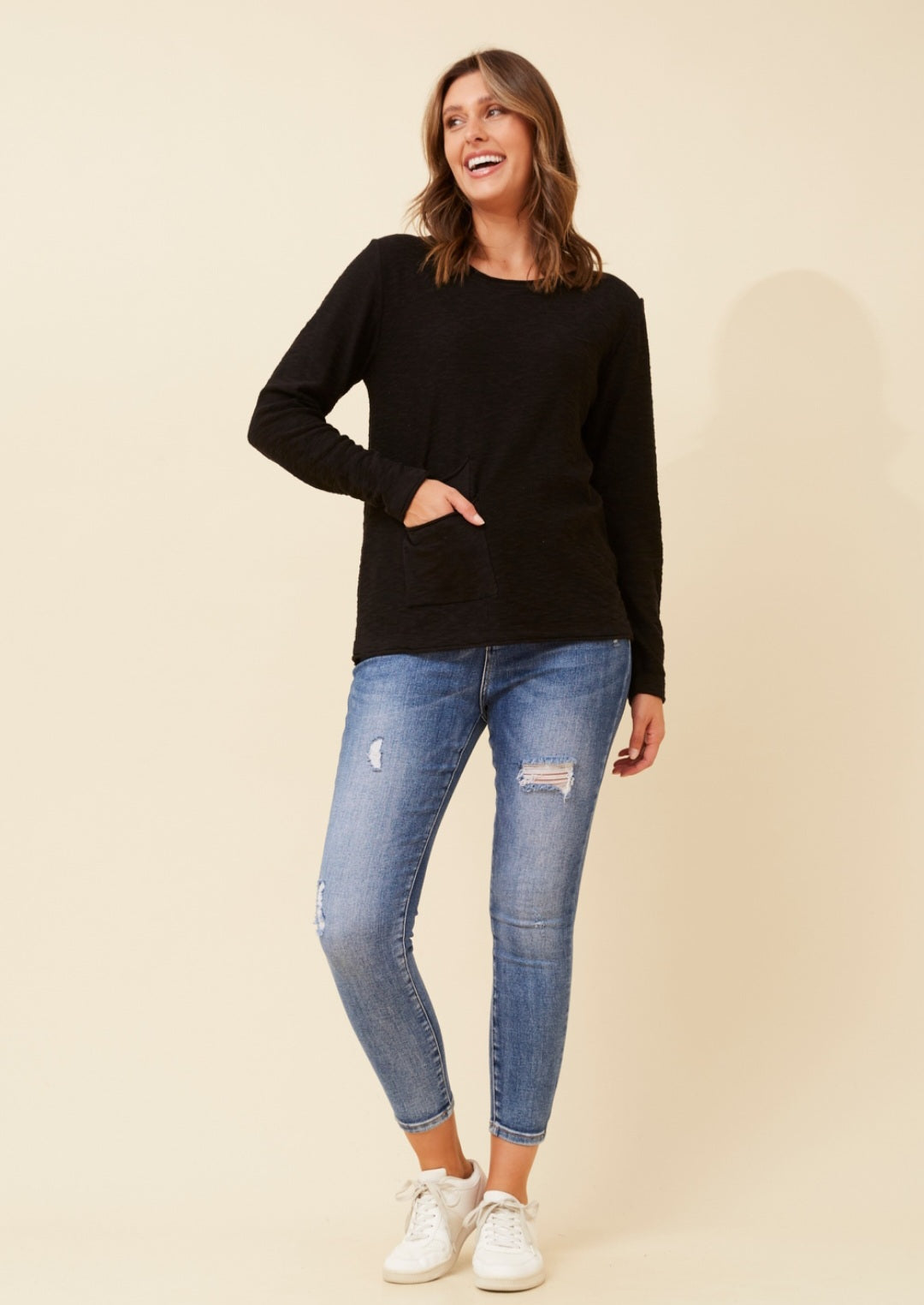 Cotton Knit Top Black