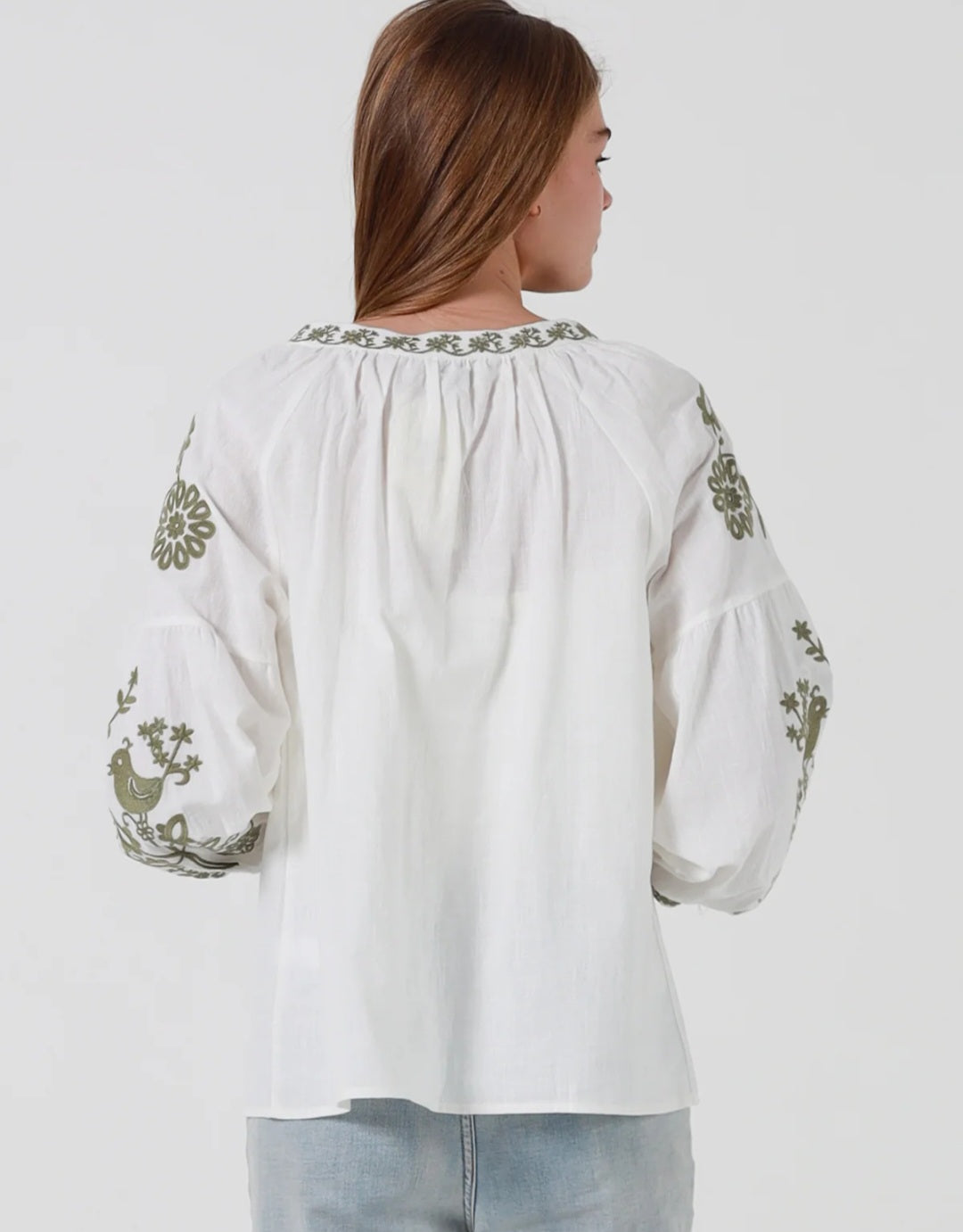 White & Khaki Cotton Top