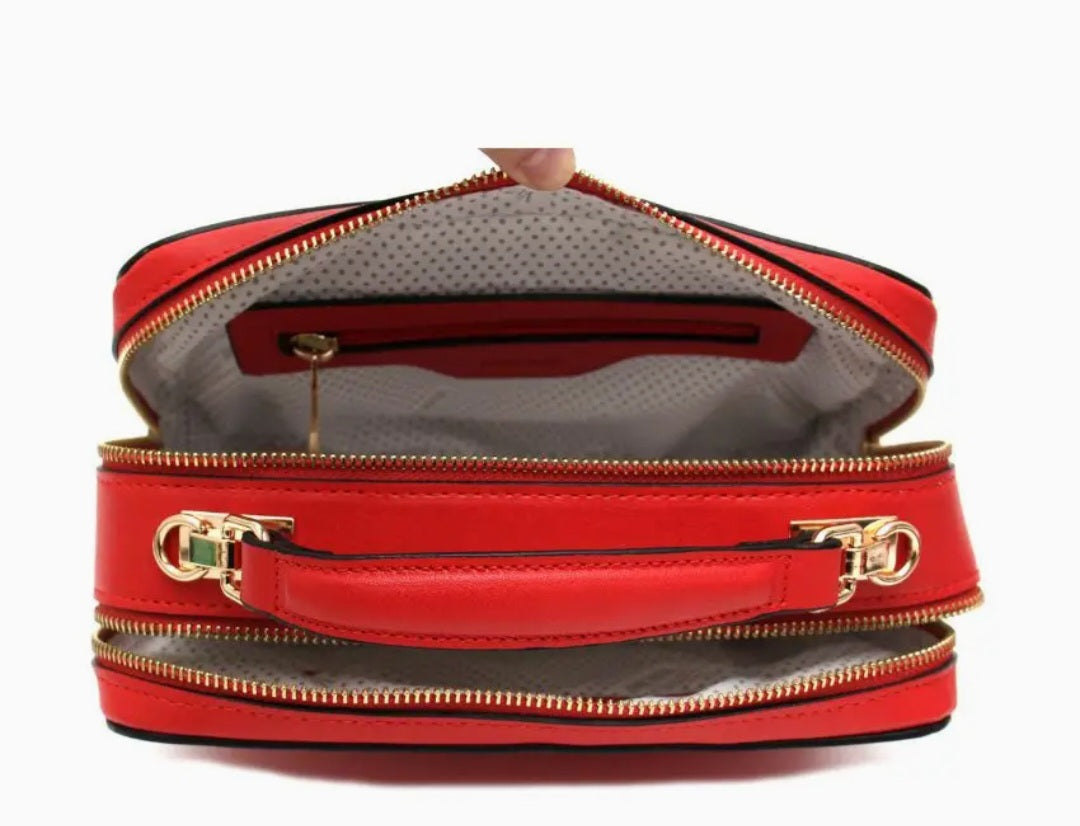 Twila Red Vera May Vegan Leather Handbag