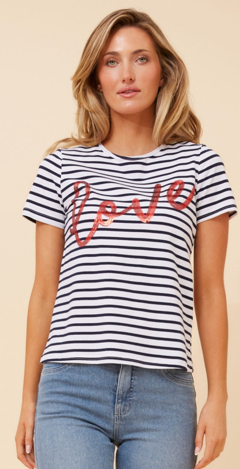 Navy & White Love Tee