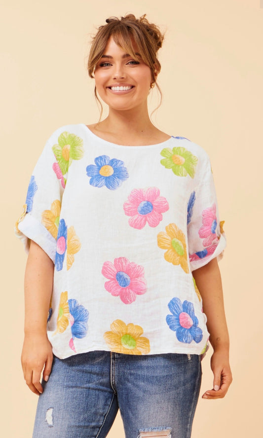 Linen Printed Top