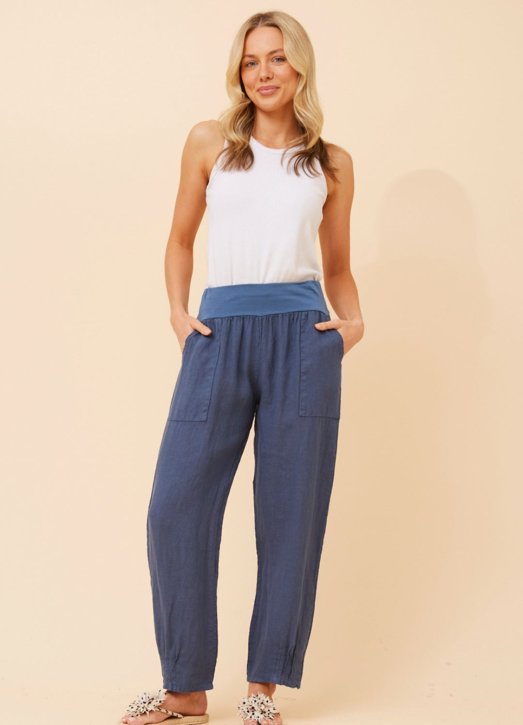 Ink Blue Linen Pants