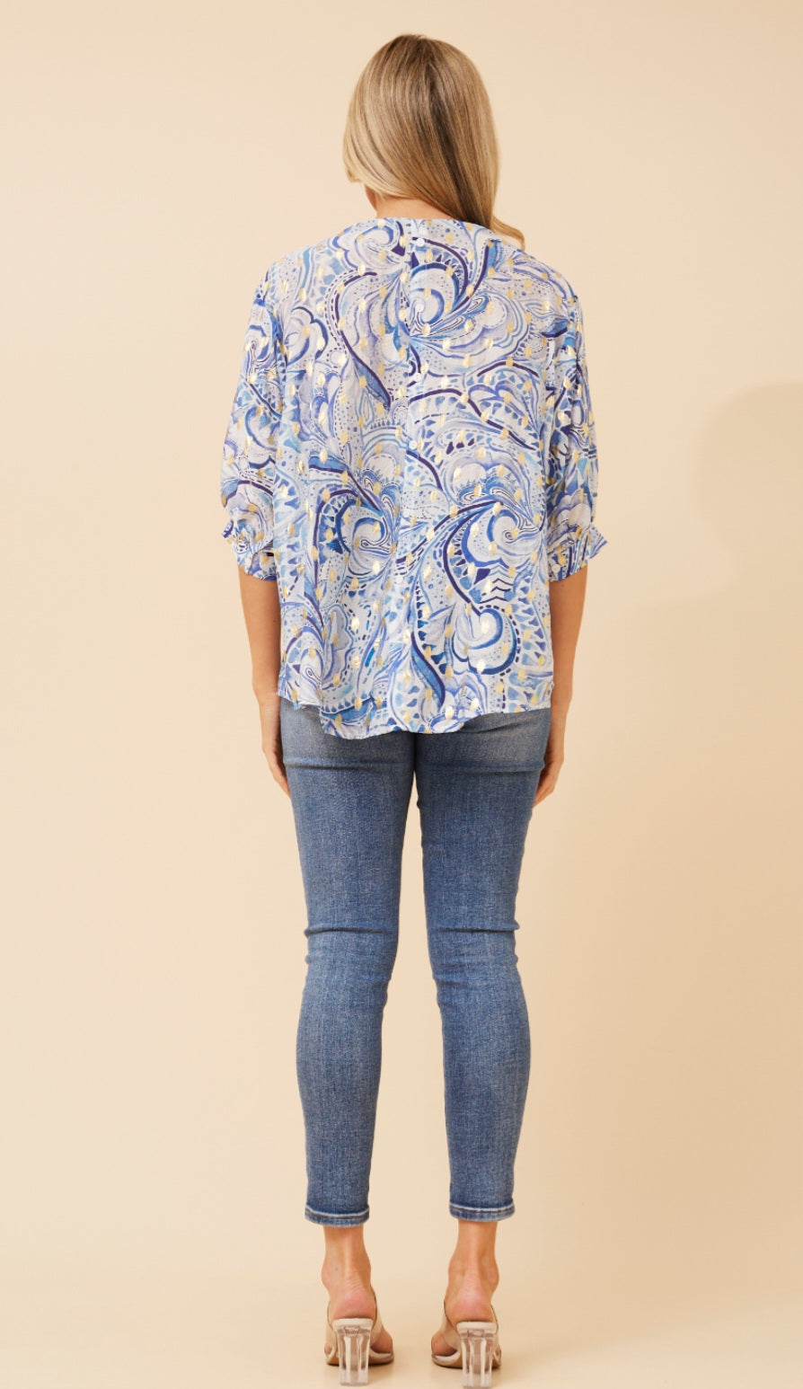 Blue Abstract Print Blouse