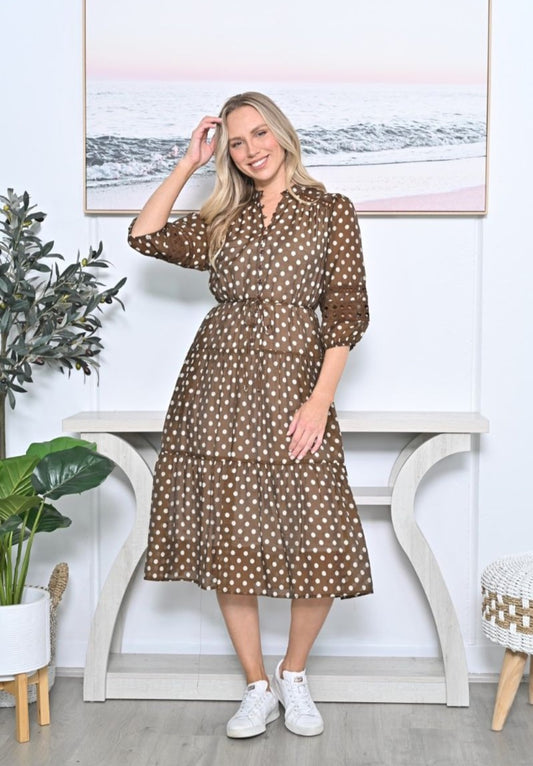 Brown & White Polka Dot Dress