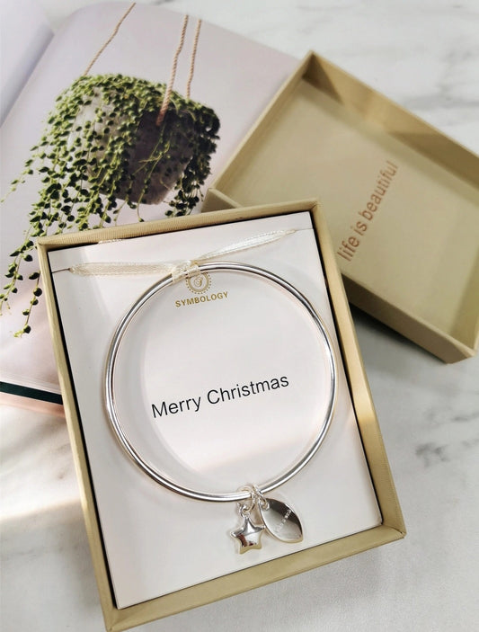 Merry Christmas Silver Bracelet