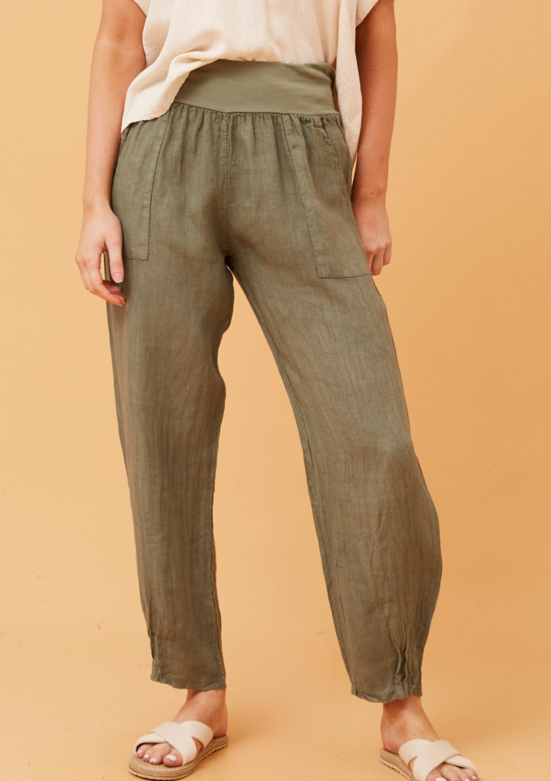 Khaki Linen Pants