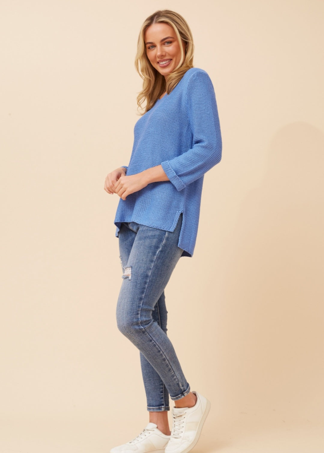 Blue Knit with Side Splits