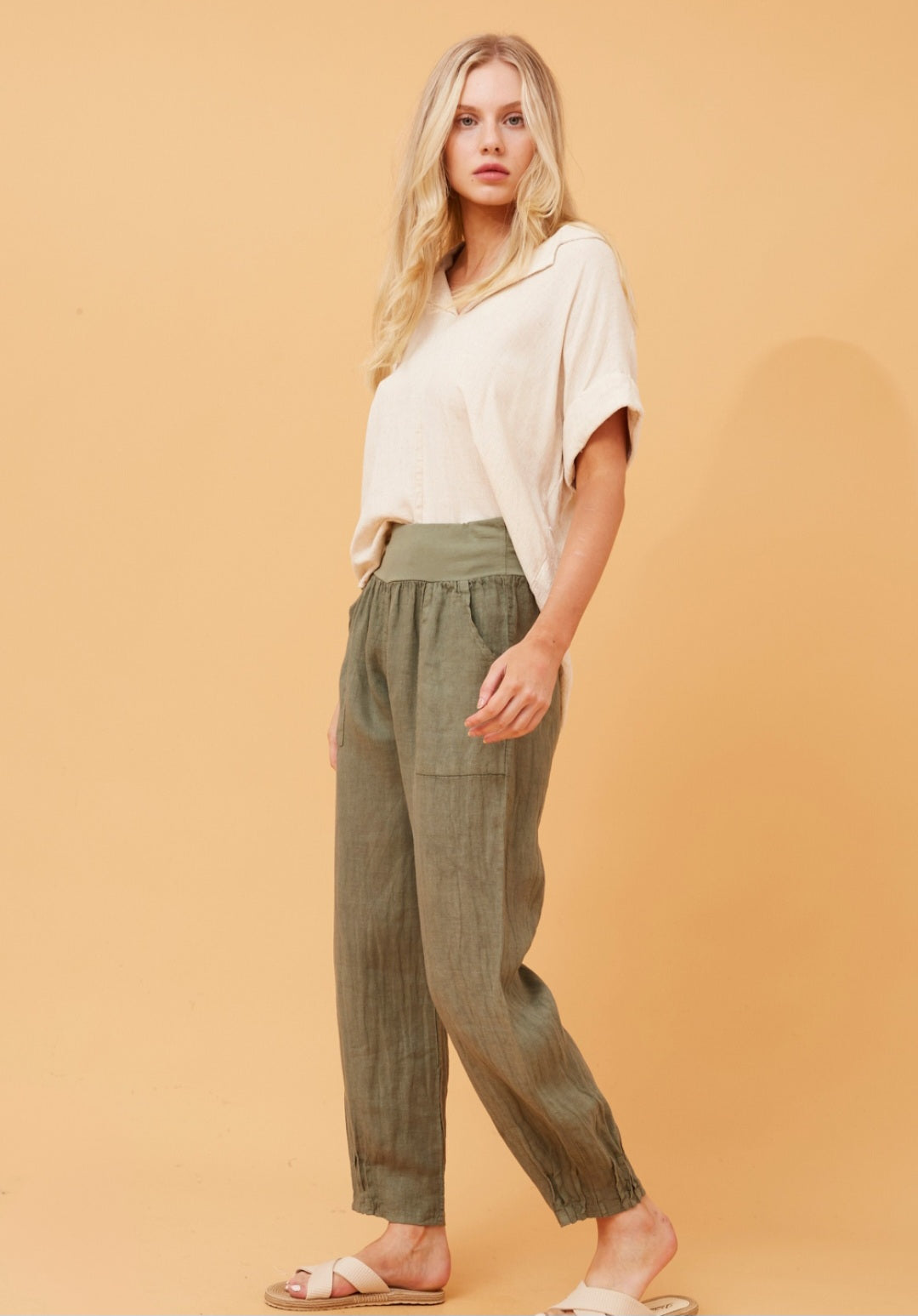 Khaki Linen Pants
