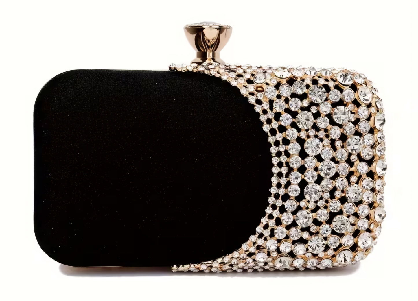 Black Clutch with Rhinestone Detail
