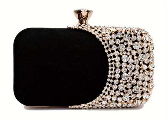 Black Clutch with Rhinestone Detail