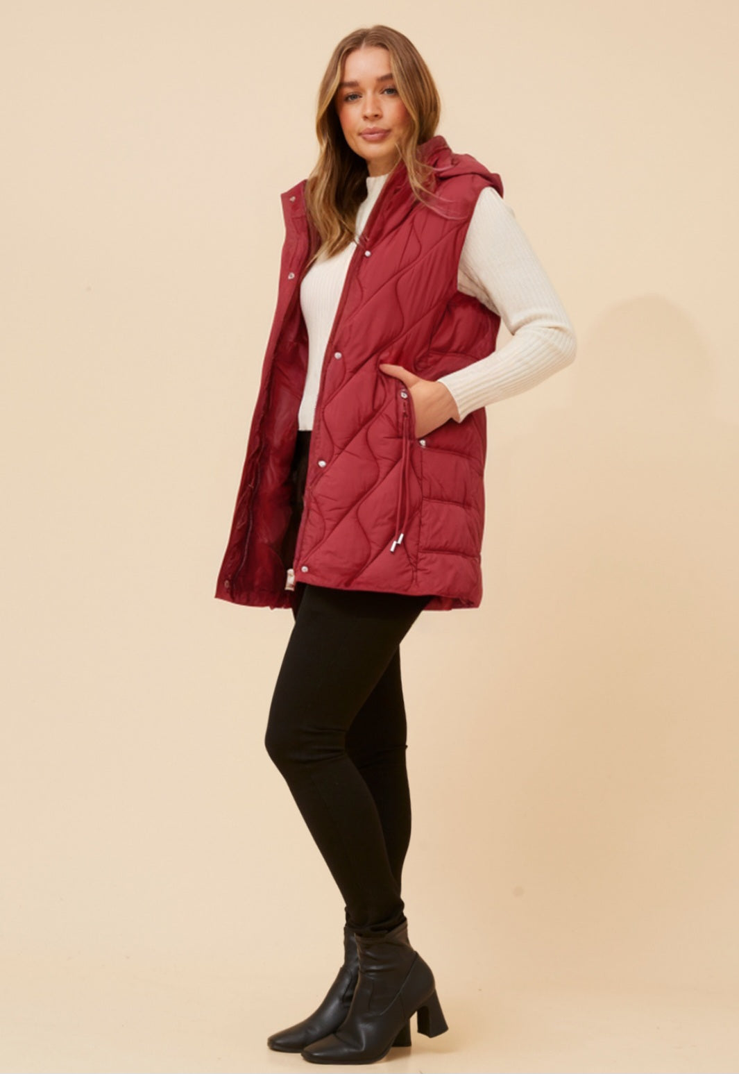 Puffer Vest Red Dahlia