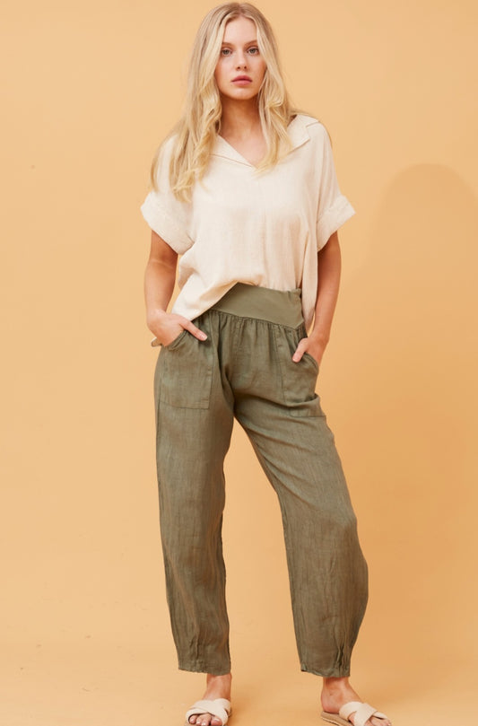 Khaki Linen Pants