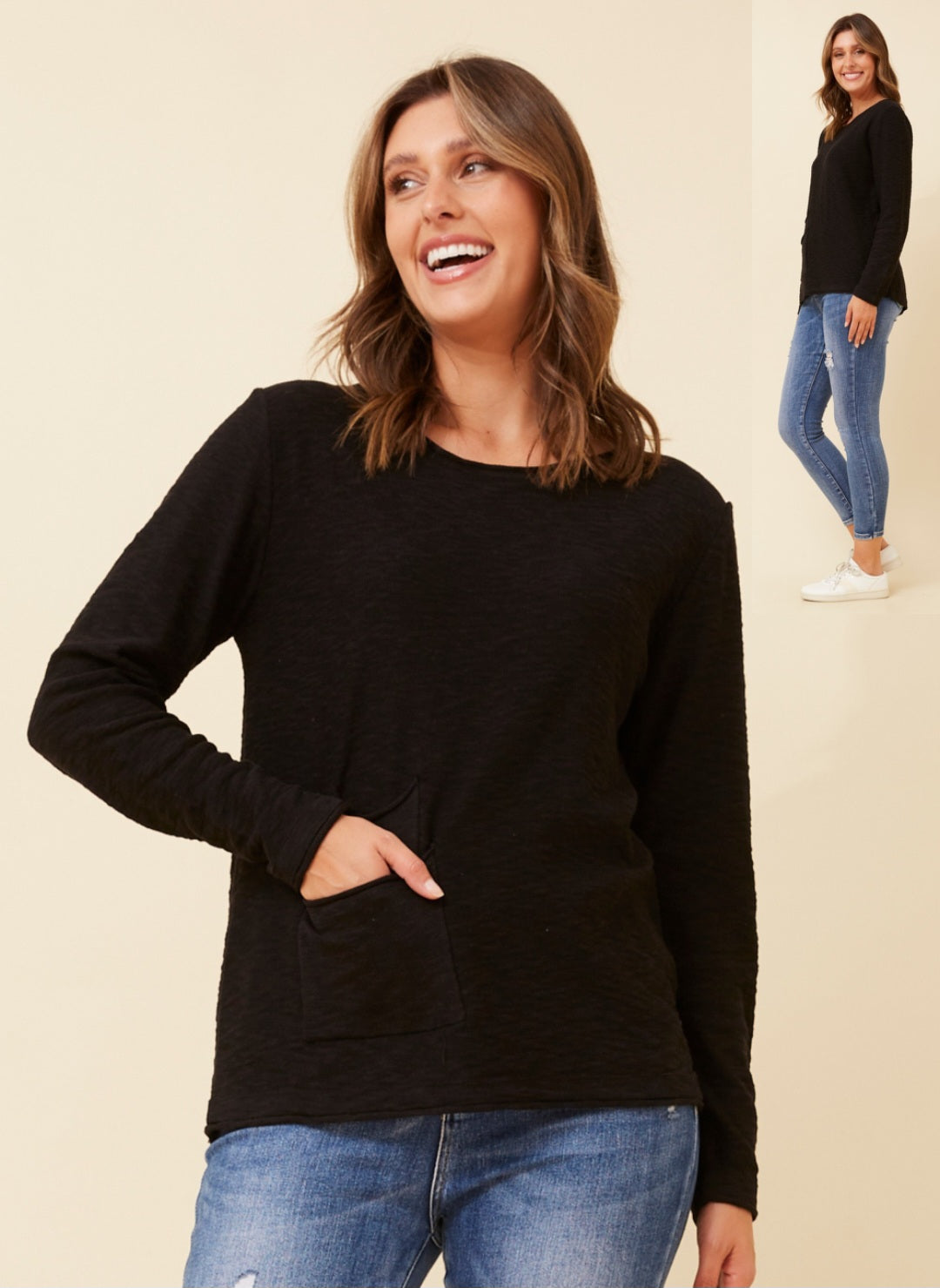 Cotton Knit Top Black