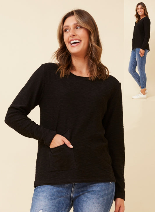 Cotton Knit Top Black