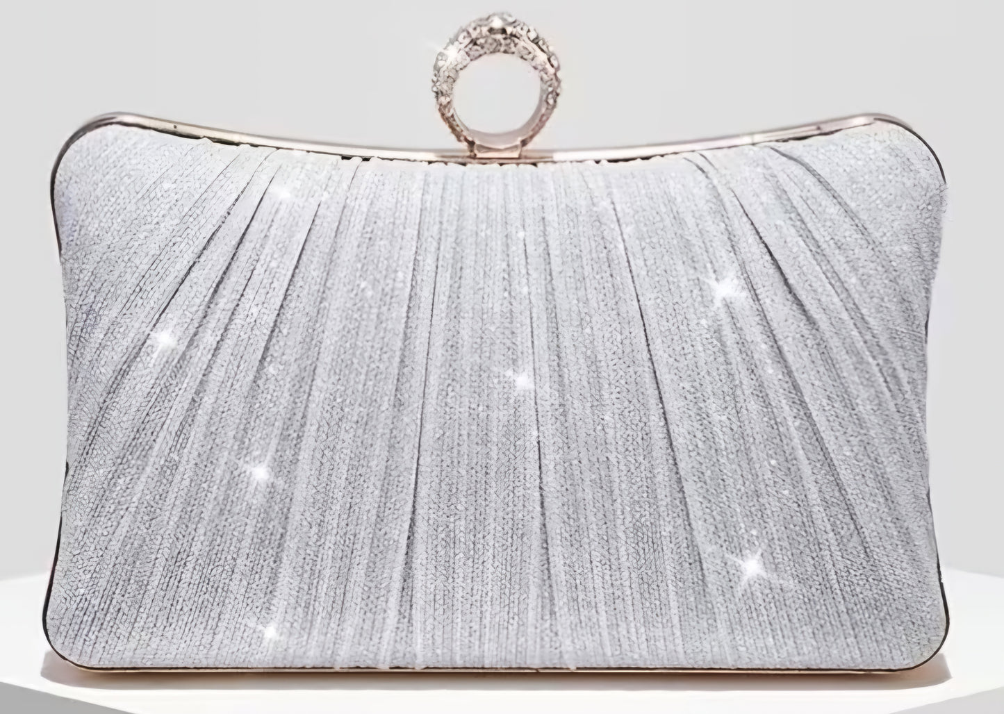 Silver Pleat Clutch