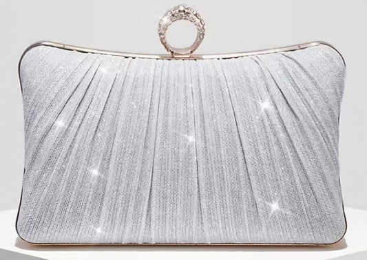 Silver Pleat Clutch