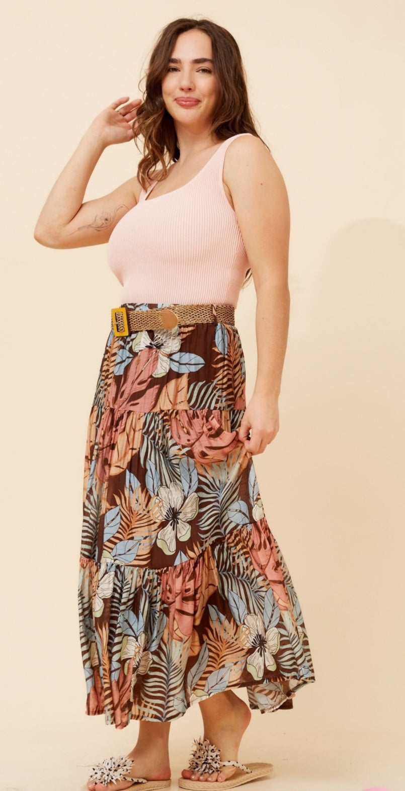 Lined Floral Skirt
