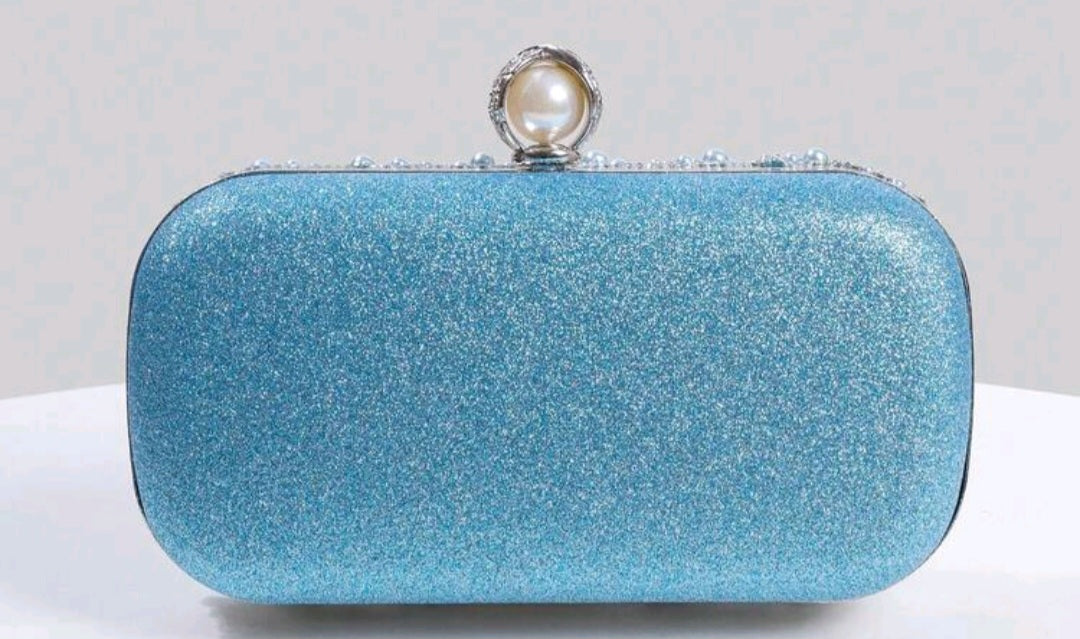 Sky Blue Beaded Clutch