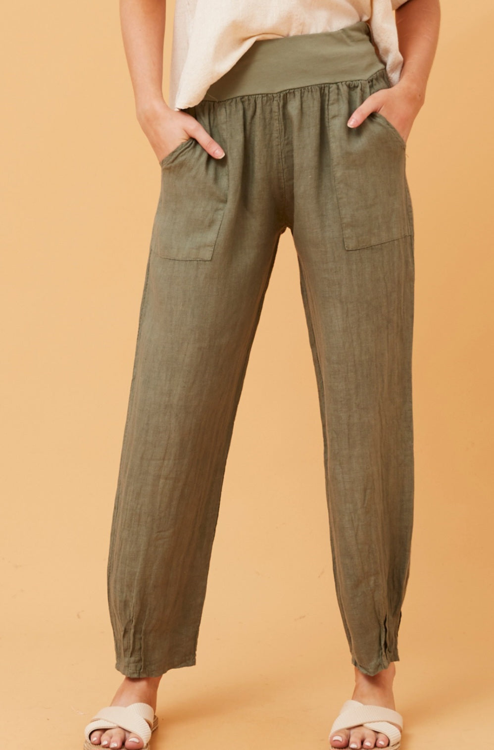 Khaki Linen Pants