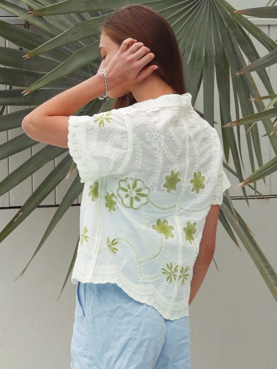 Embroided Cotton Blend Blouse