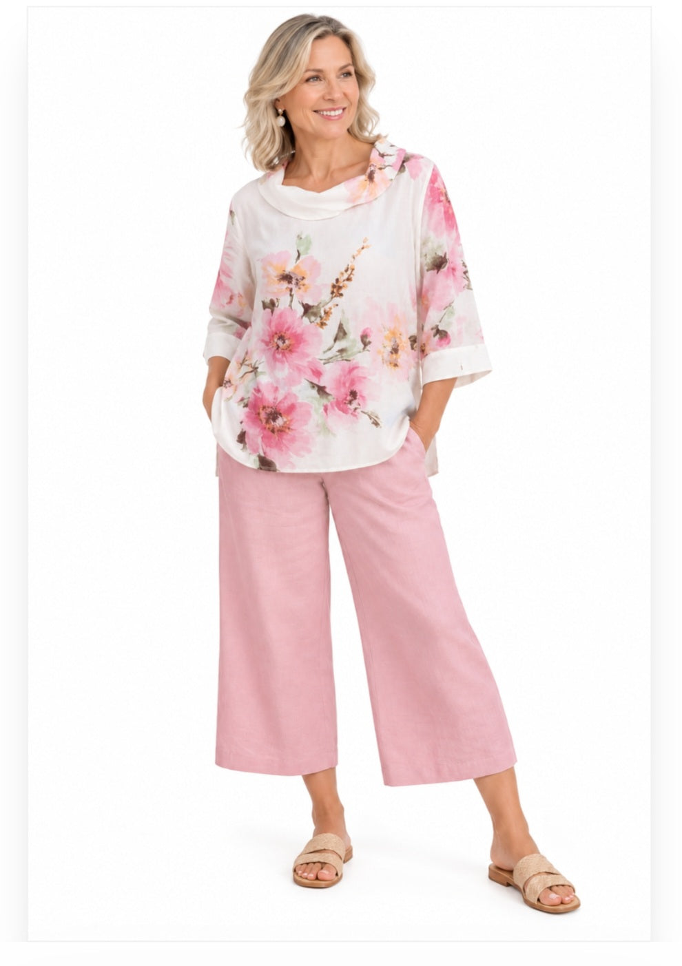 Linen Blend Loose Fitting Top
