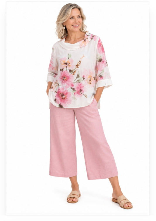 Linen Blend Loose Fitting Top