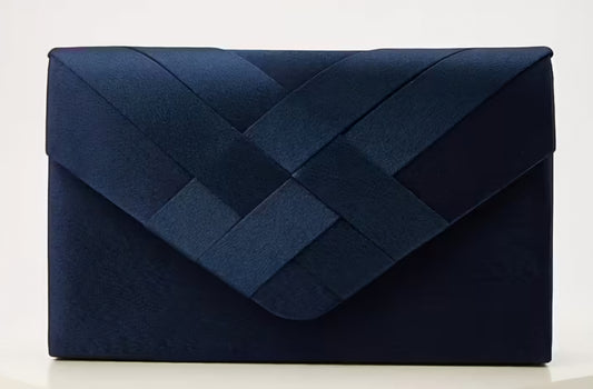 Navy Satin Clutch