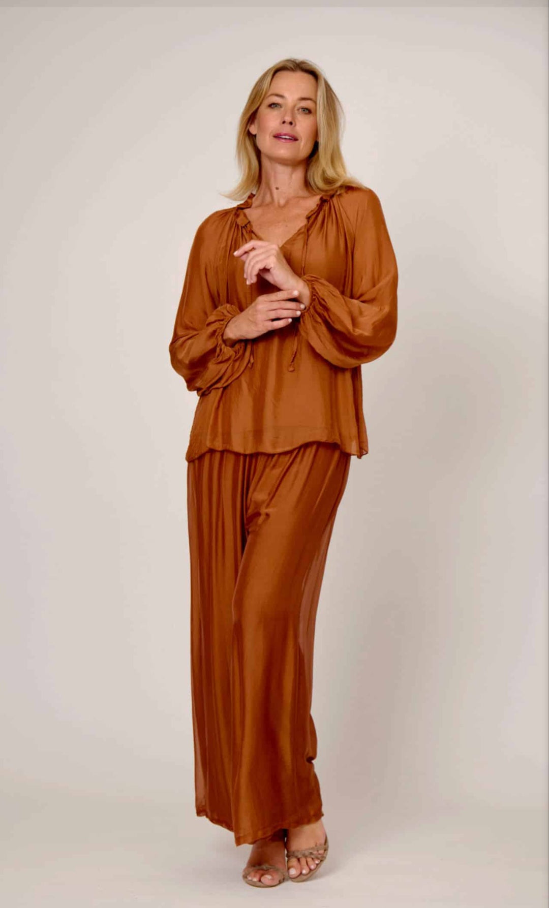 Rust Coloured Silk Blend Top