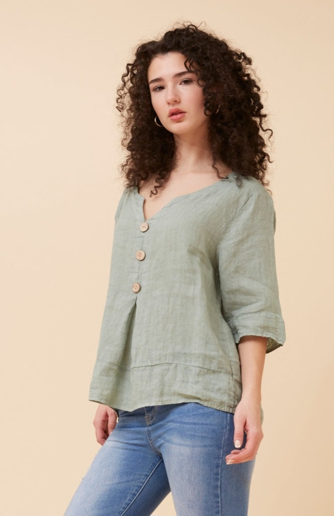 Sage Linen Top