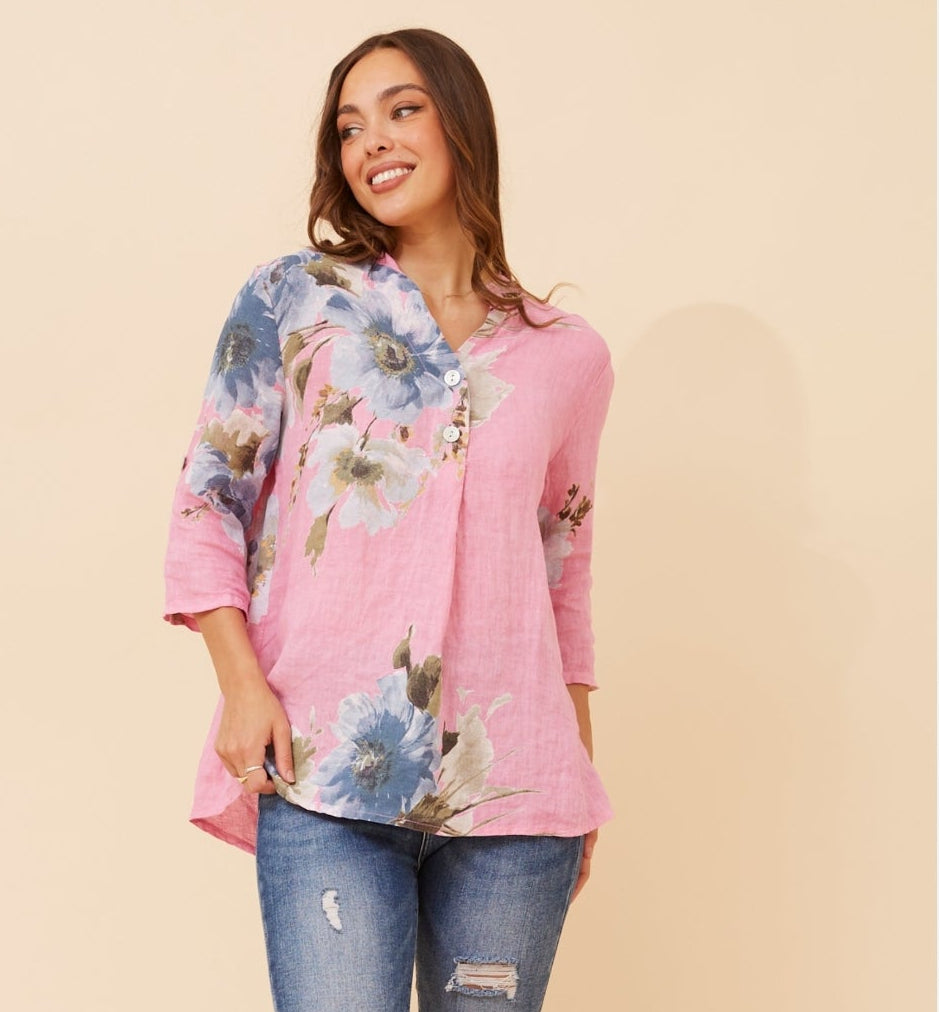 Pink Linen Top