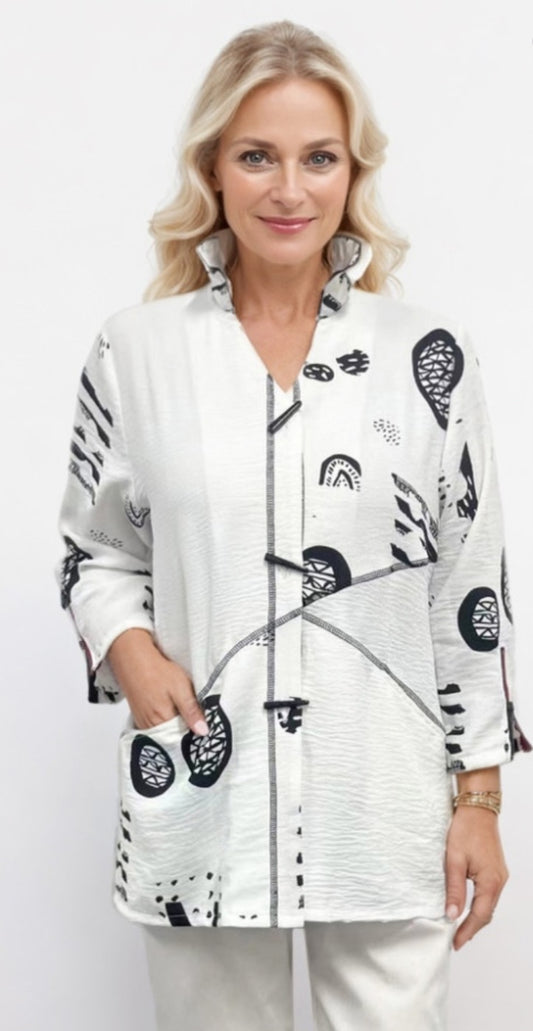 White & Black Shirt Jacket