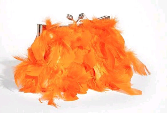 Orange Feather Clutch
