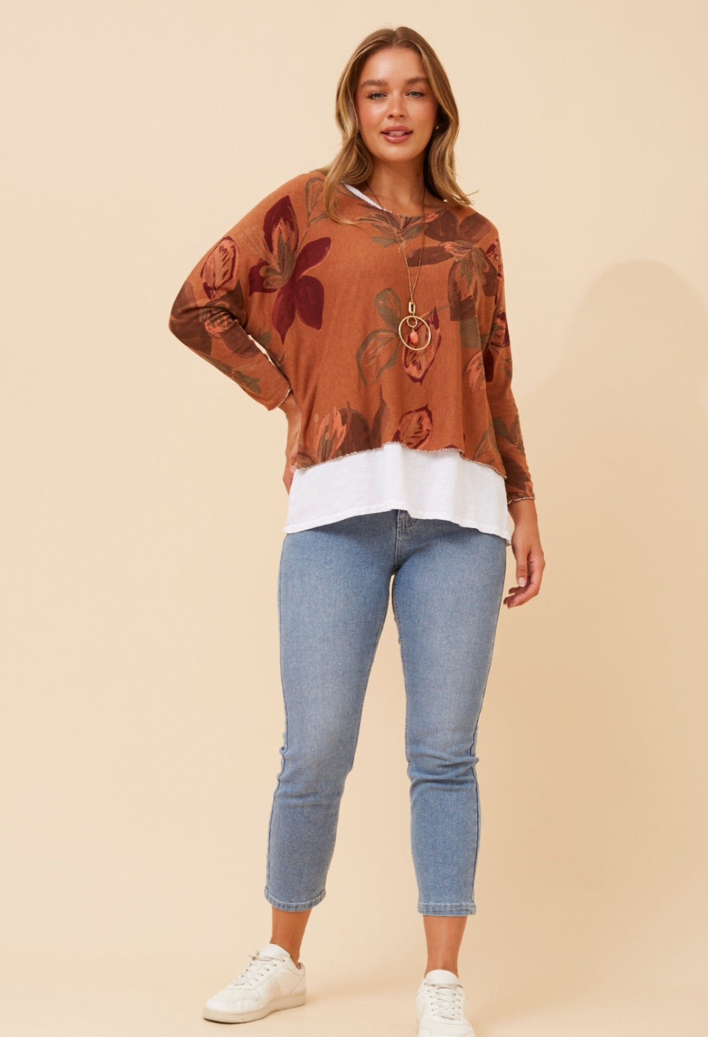 Melika Double Layer Cotton Top Rust