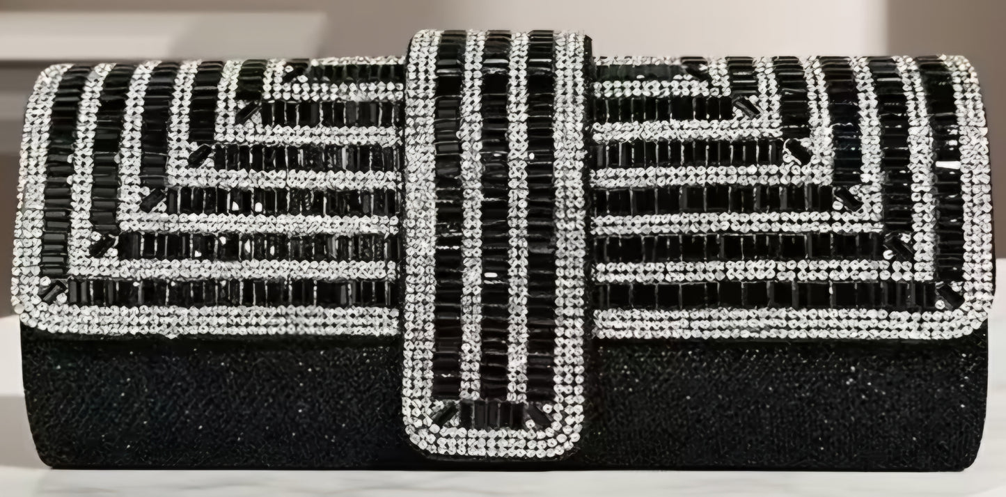 Black & Silver Sparkle Clutch