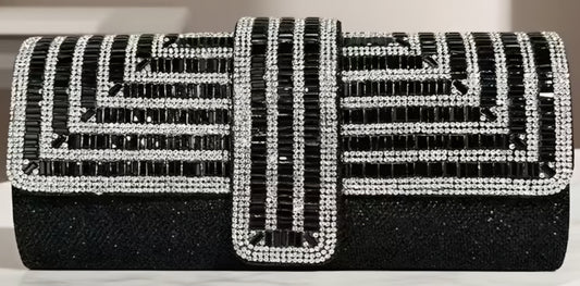 Black & Silver Sparkle Clutch