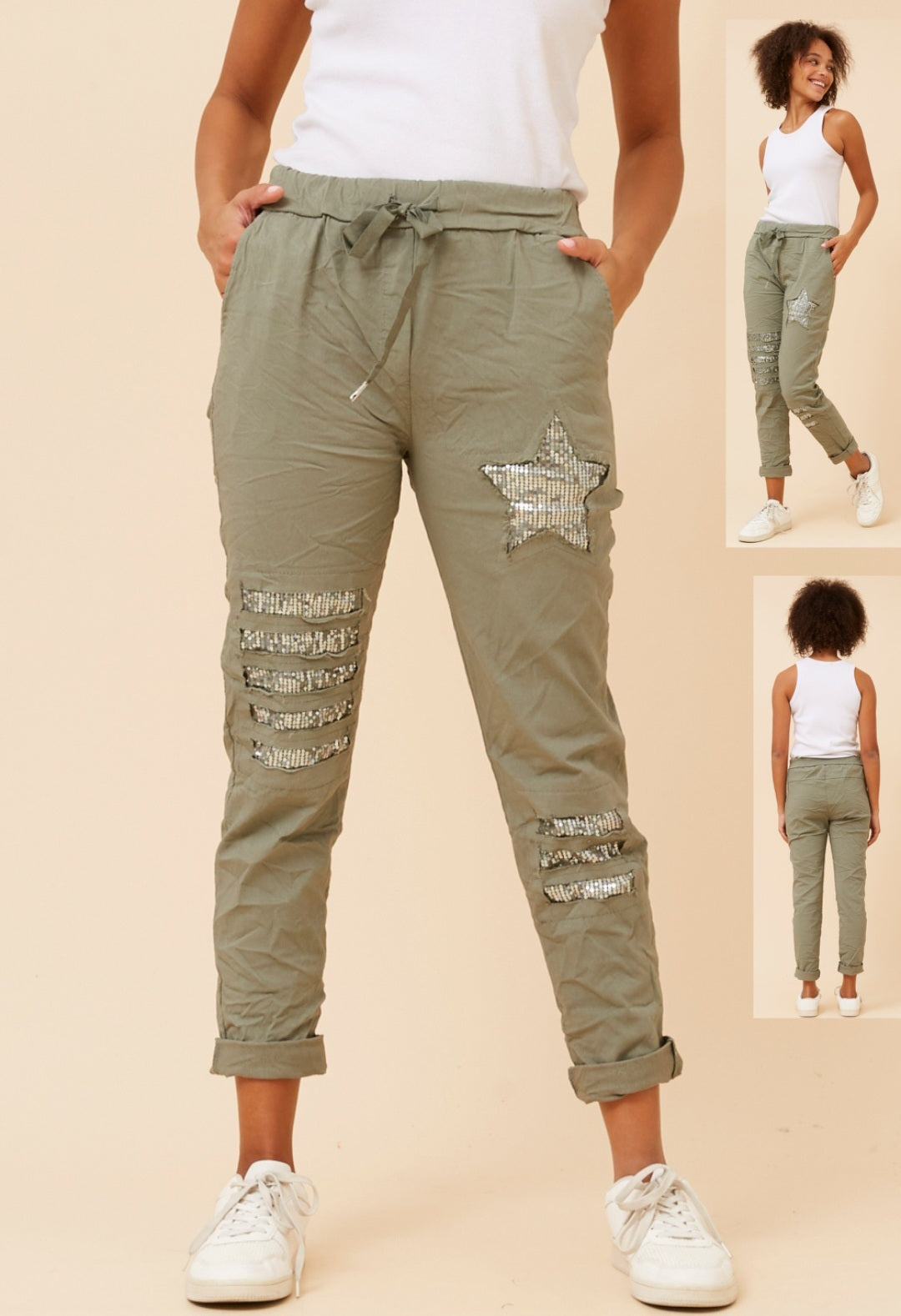 Dark Khaki Star Jogger Pant
