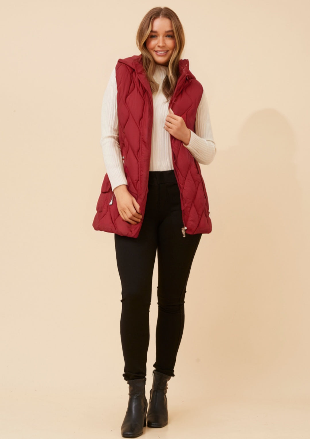 Puffer Vest Red Dahlia