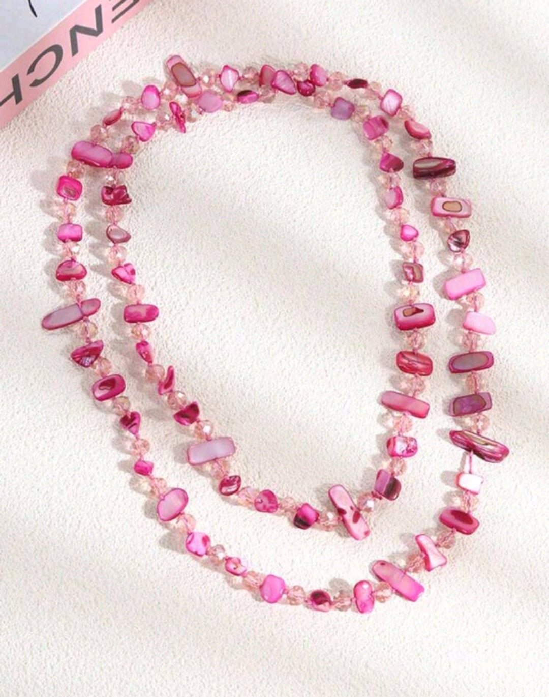 Pink Shell Like Beaded Necklace