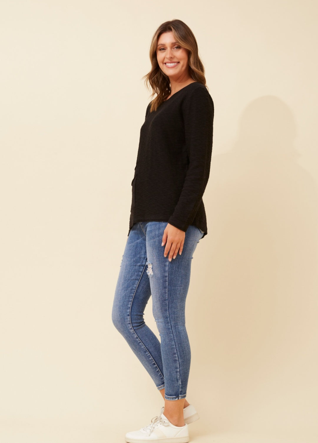Cotton Knit Top Black